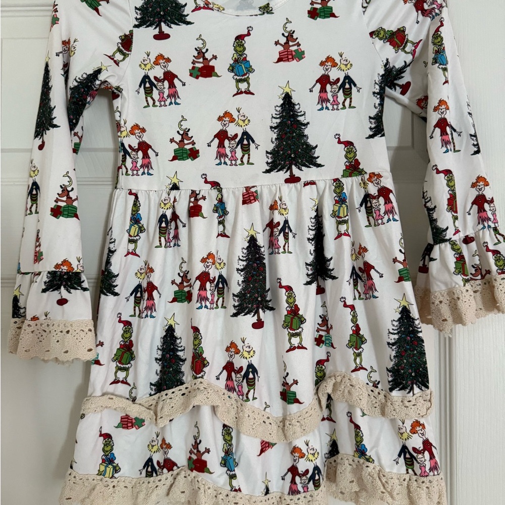 Festive Kids Dress with Holiday Print